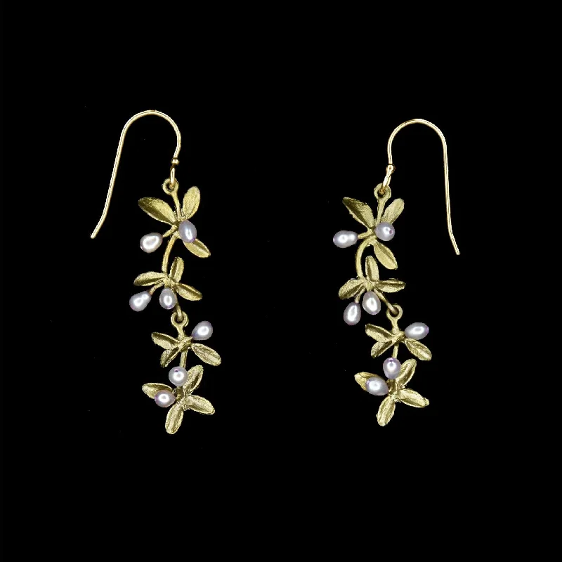 Stylish Drop Earrings-Flowering Thyme Earrings - Long Wire