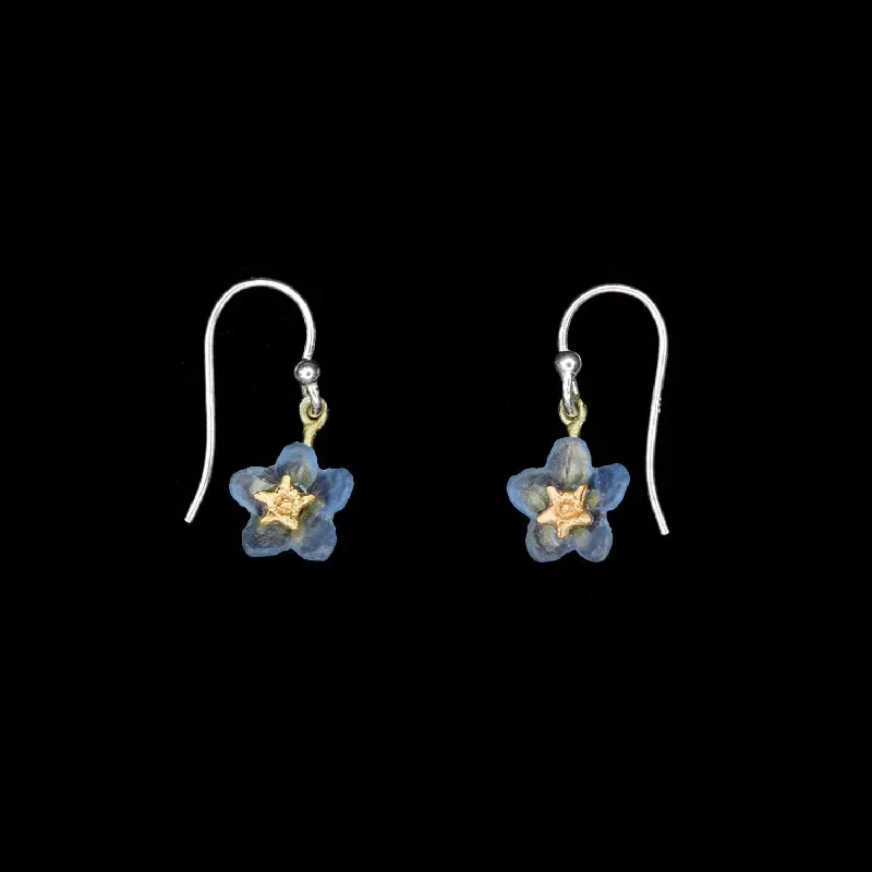 Silver Hoop Earrings-Forget Me Not Earrings - Single Flower Wire