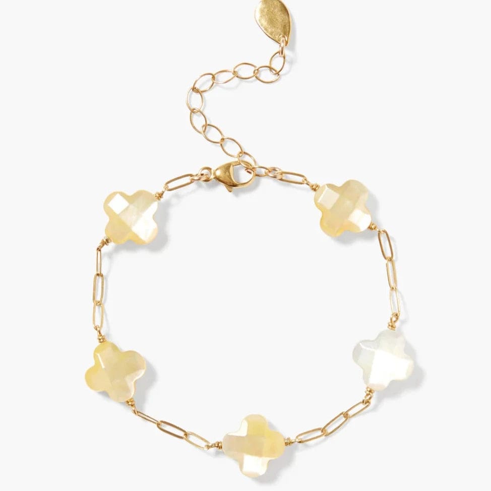 Sparkling Charm Bracelets-Clover Yellow Mother of Pearl Bracelet