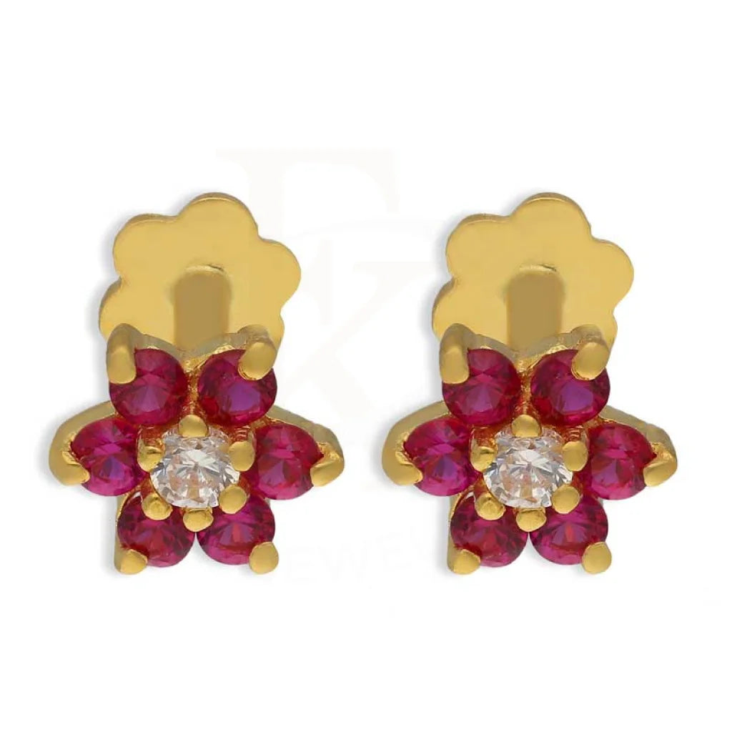 Fashionable Ear Cuffs-Gold Flower Second Stud Earrings 18KT - FKJERN18K3090