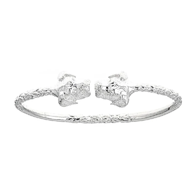 Gorgeous Wedding Bangle Bracelets-Better Jewelry Solid .925 Sterling Silver West Indian Bangle with Puppy Ends, 1 piece