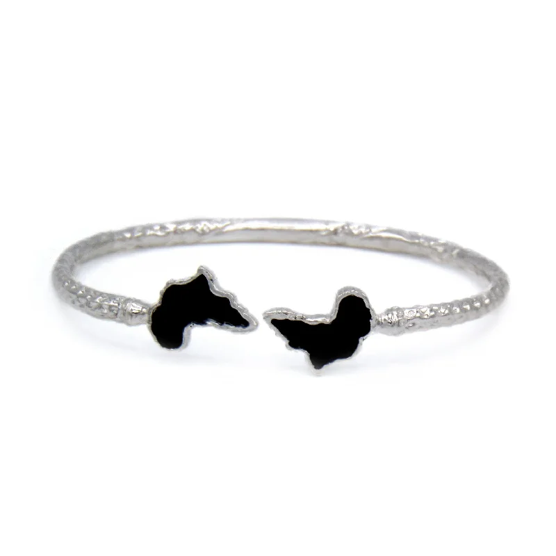 Beautiful Gemstone Bangle Sets-Better Jewelry Africa Ends .925 Sterling Silver West Indian Bangle w. Black Enamel, 1 piece