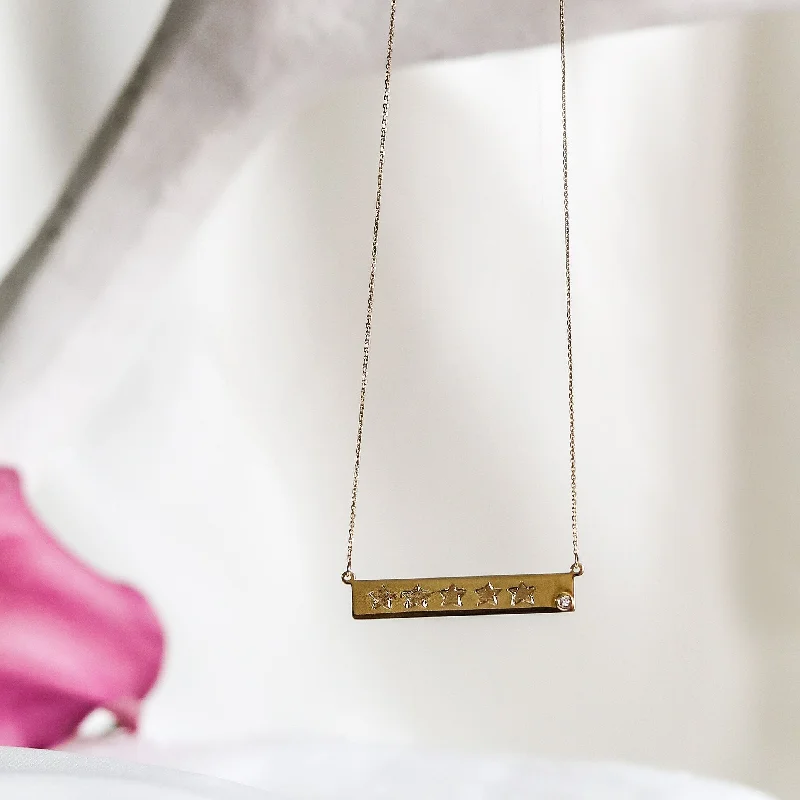 Elegant Personalized Necklaces-MARISSA FIVE STAR DIAMOND BAR NECKLACE