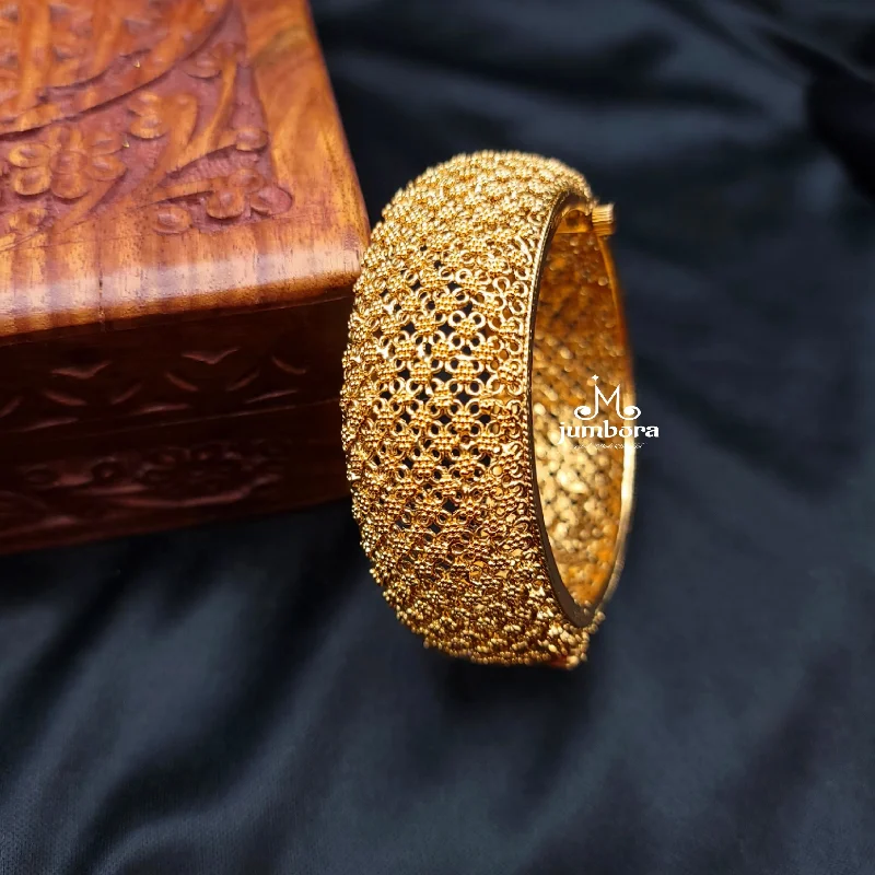 Unique Silver Bangles-Antique Gold Openable Single Bangle Bracelet