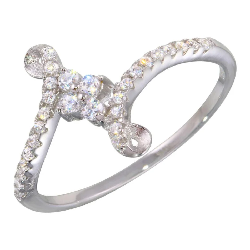 Customizable Engagement Bands-Rhodium Plated 925 Sterling Silver Elegant CZ Ring - BGR01137