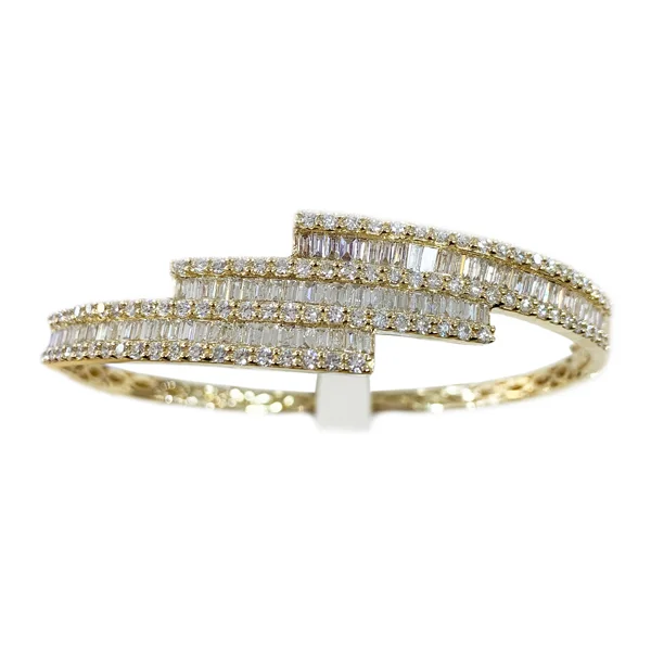 Fashionable Adjustable Bangles-14k Yellow Gold Diamond Bangle