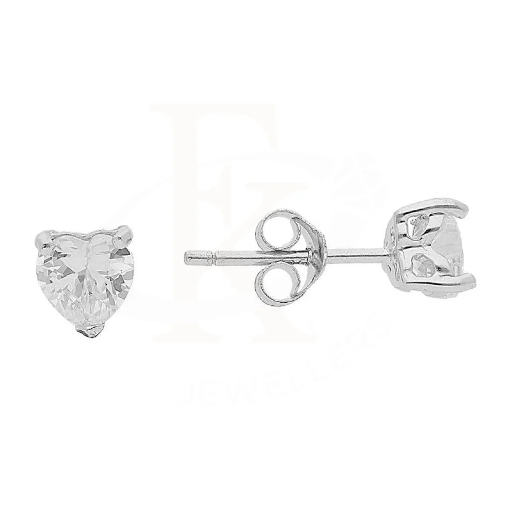 Luxury Diamond Earrings-Sterling Silver 925 Heart White Solitaire Stud Earrings - FKJERNSL1796