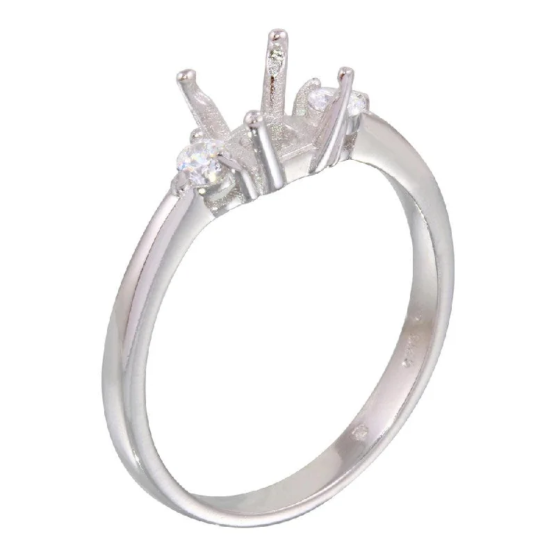 Elegant Gold Rings-Rhodium Plated 925 Sterling Silver Center Mounting Only Ring with CZ - BGR01138