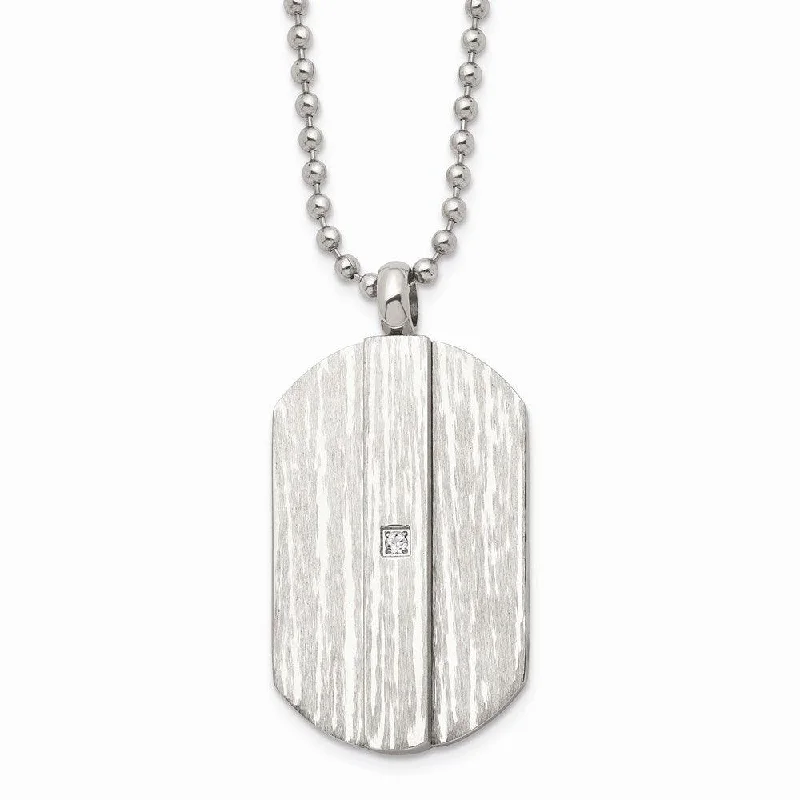 Luxury Crystal Necklaces-Stainless Steel Brushed and Polished w/CZ Necklace