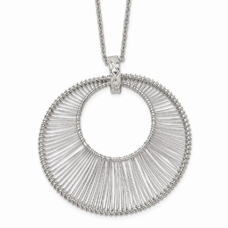 Personalized Diamond Necklaces-Stainless Steel Polished Wire Circle w/2in ext. Necklace