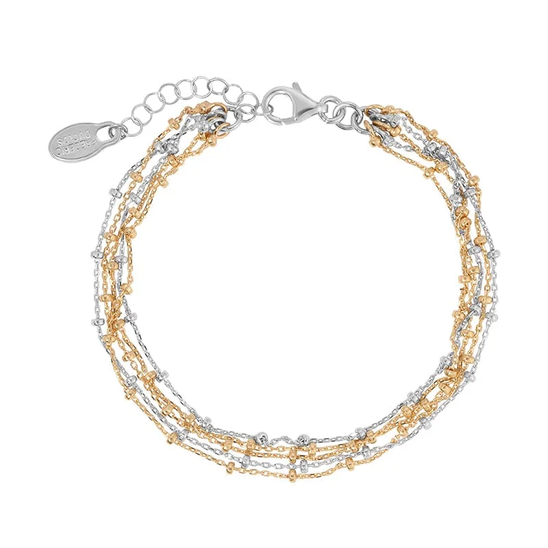 Luxury Wedding Bracelets-Sterling Silver & Yellow Gold Plated Duet Bracelet