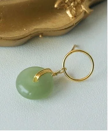 Small Hoop Earrings-Synthetic Jade Ring Earrings