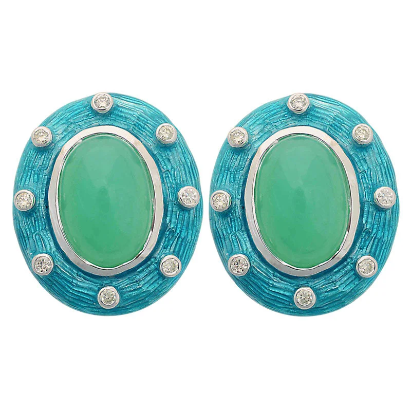 Chic Dangle Earrings-Earrings-Chrysoprase and Diamond (Enamel)