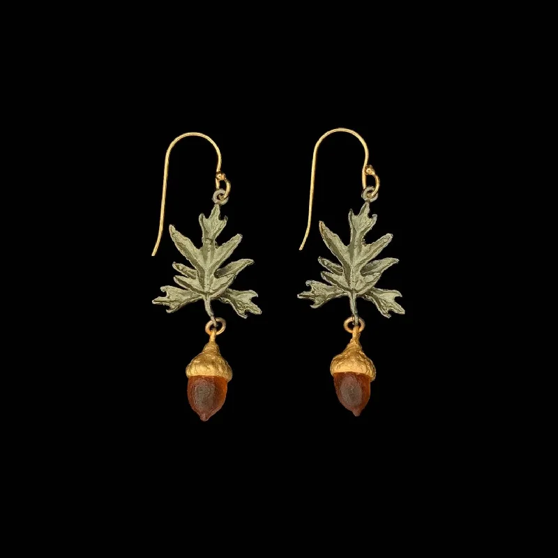 Vintage Pearl Earrings-Pin Oak Earrings - Wire