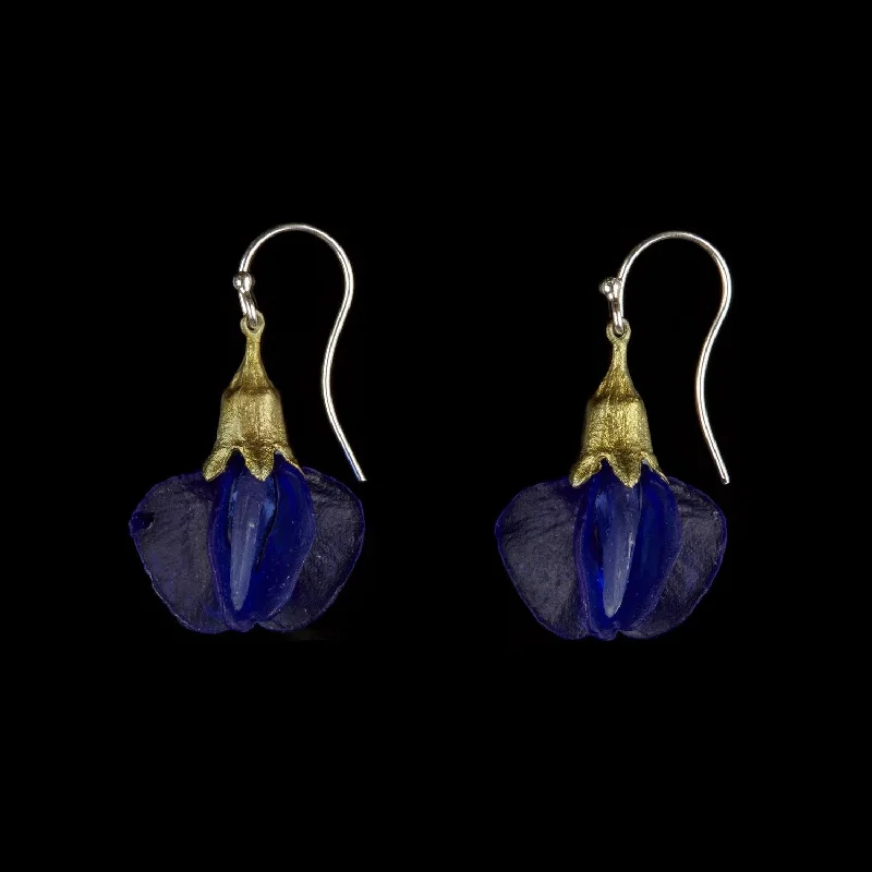 Elegant Dangle Earrings-False Indigo Earring - Glass Blossom Wire