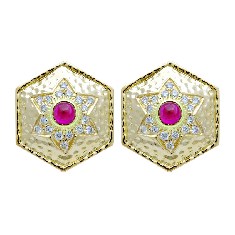 Diamond Stud Earrings-Earrings-Ruby and Diamond