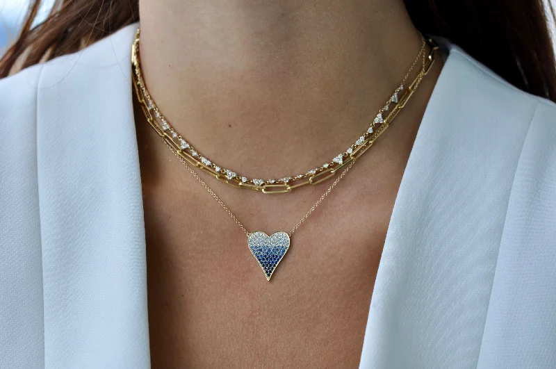 Fashionable Gemstone Necklaces-BELLA OMBRE HEART NECKLACE