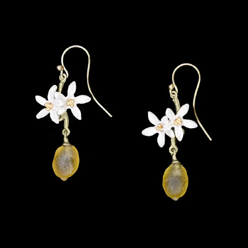 Gemstone Stud Earrings-Lemon Drop Earrings - Flower Wire