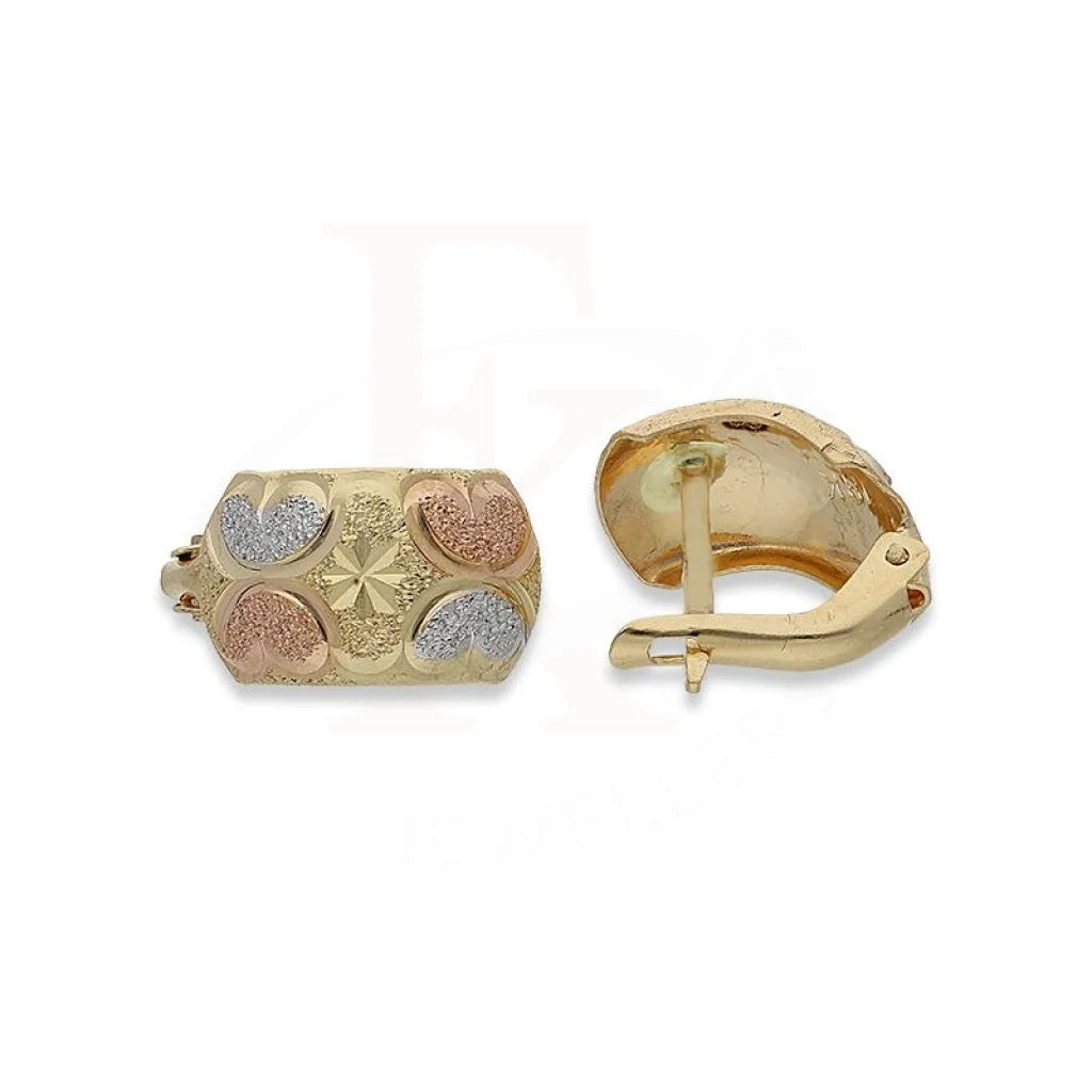 Luxury Gemstone Earrings-Gold Tri-Tone Clip Earrings 18KT - FKJERN18K2253