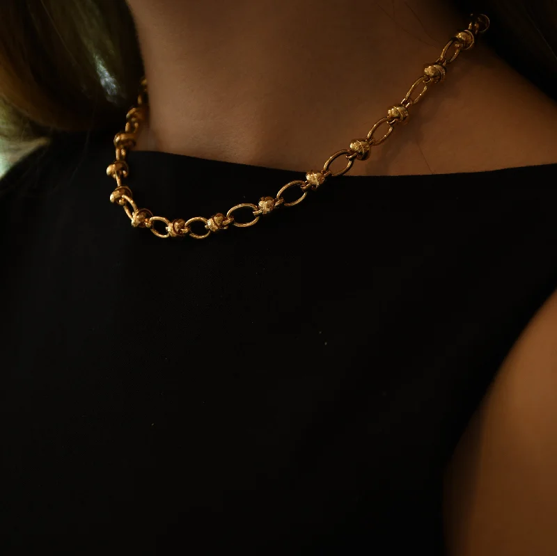 Cute Pearl Necklaces-DECON BALL CHAIN  NECKLACE