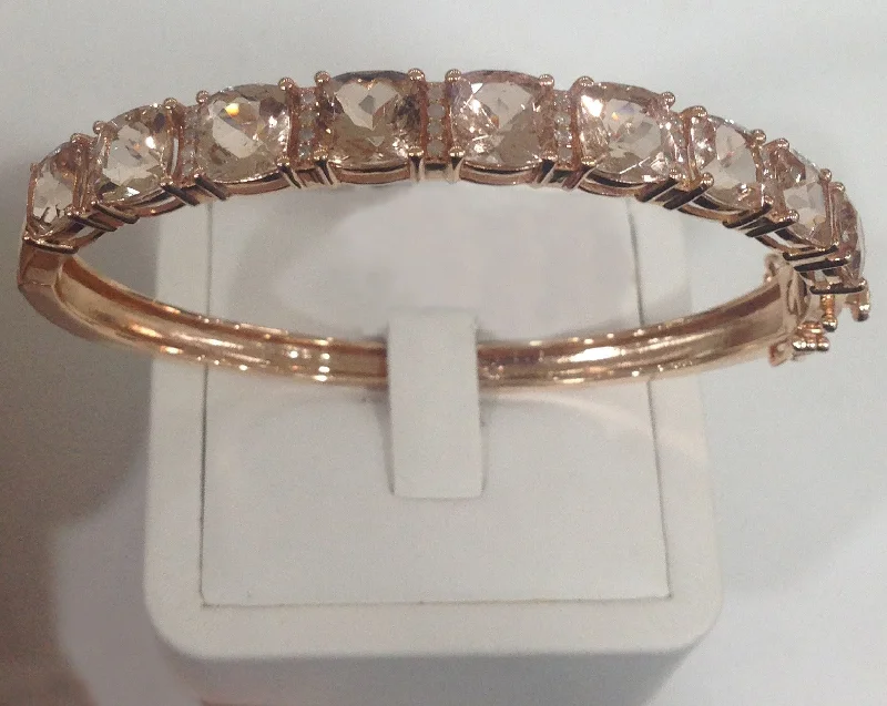 Vintage Gold Bangles-14k Rose Gold Morganite Bangle