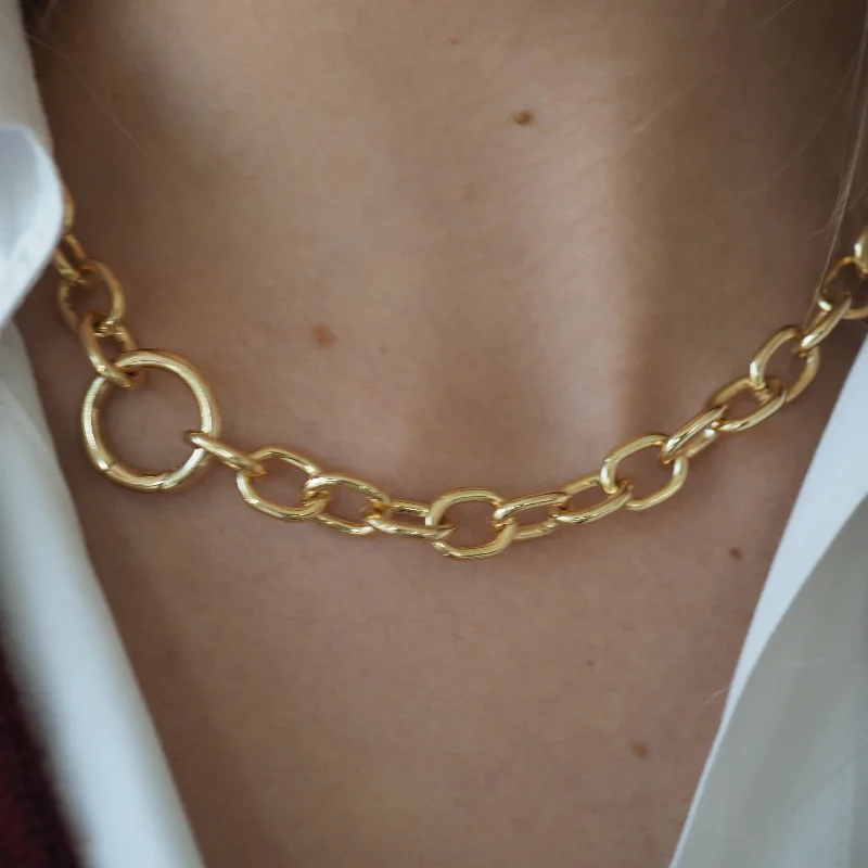 Trendy Gold Chain Necklaces-CHARLEY OPEN LINK CHAIN NECKLACE