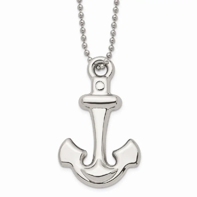 Dainty Birthstone Necklaces-Stainless Steel Polished Anchor Mariner Cross Necklace