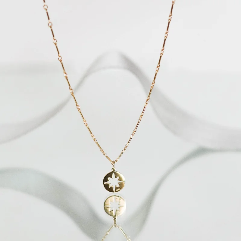 Beautiful Diamond Necklaces-ZARA BURST DISC NECKLACE - .5"