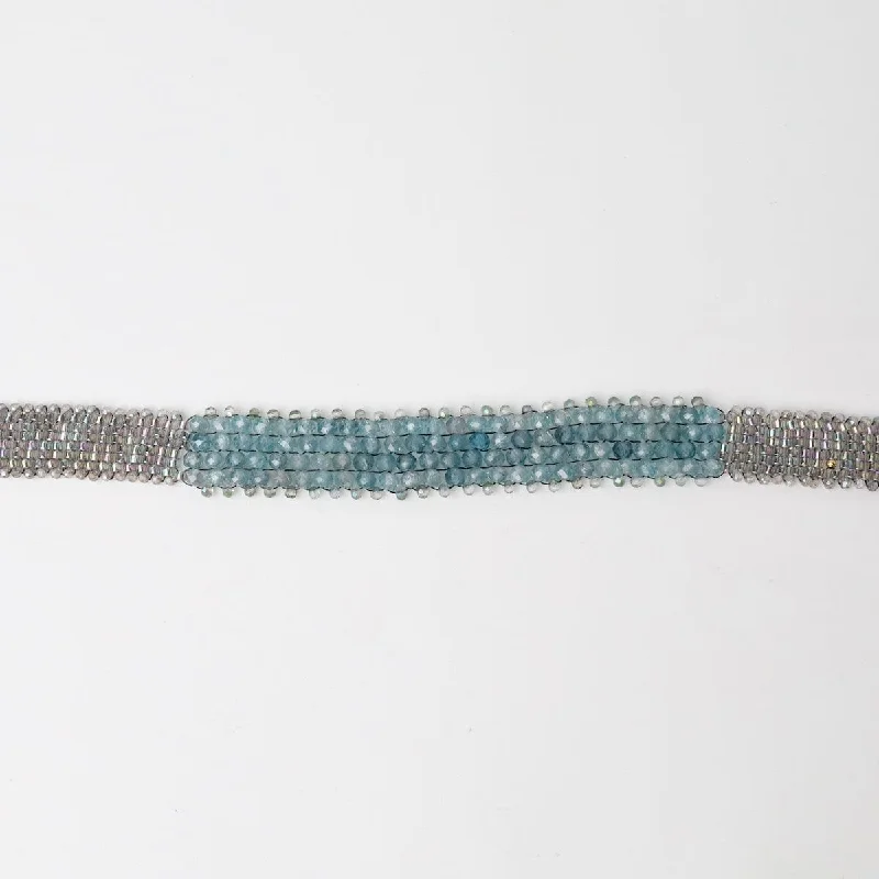 Designer Beaded Bracelets-Hand Woven Soft Bracelet of Blue Zircon