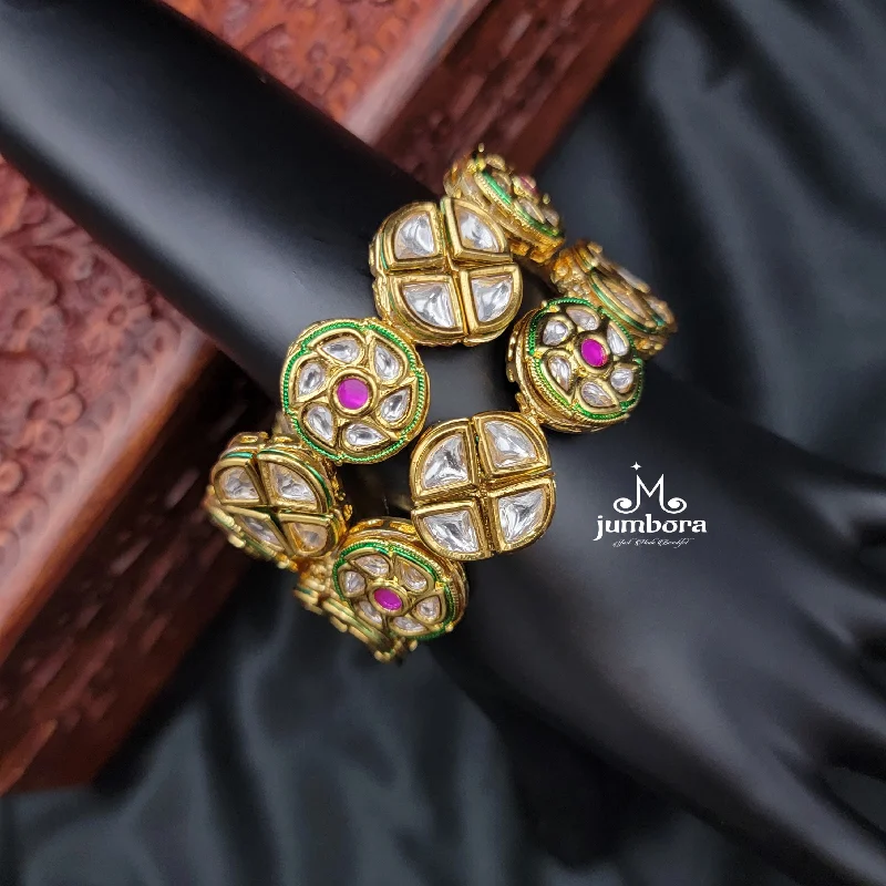 Personalized Wedding Bangles-Premium Real Kundan Bangle Kada