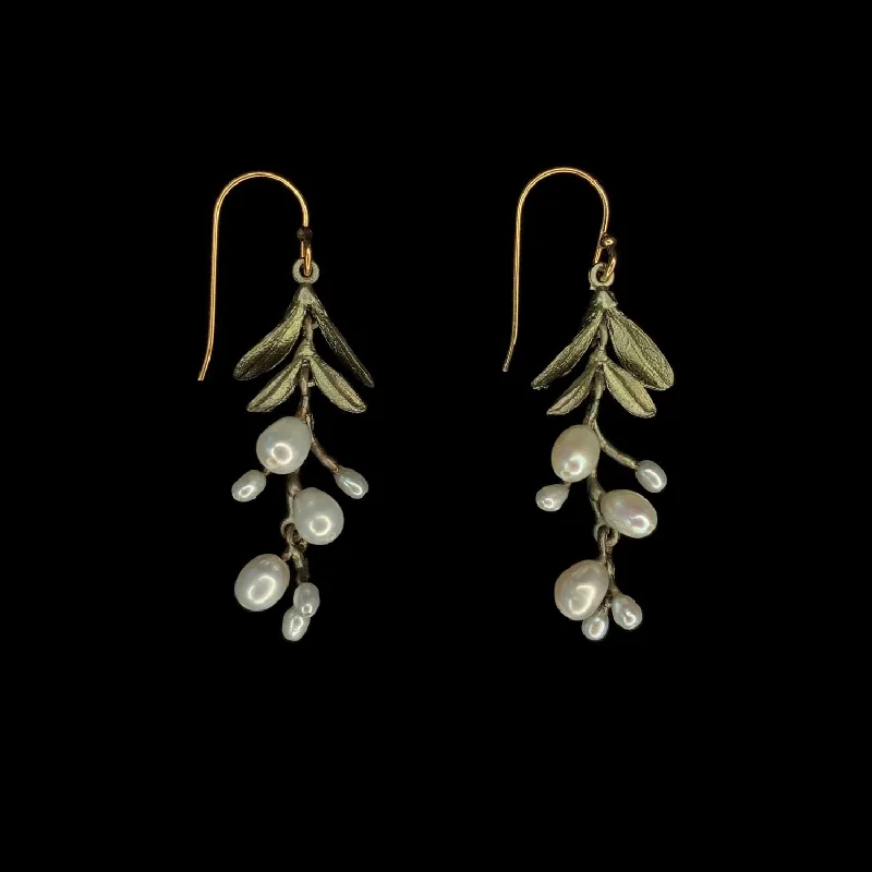 Trendy Ear Cuffs-Jasmine Vine Earrings - Pearl Drop