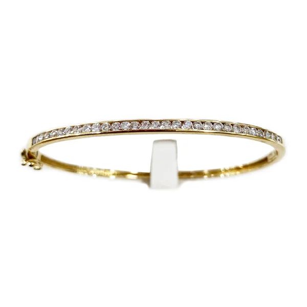 Designer Gold Wedding Bangles-14k Yellow Gold Diamond Bangle