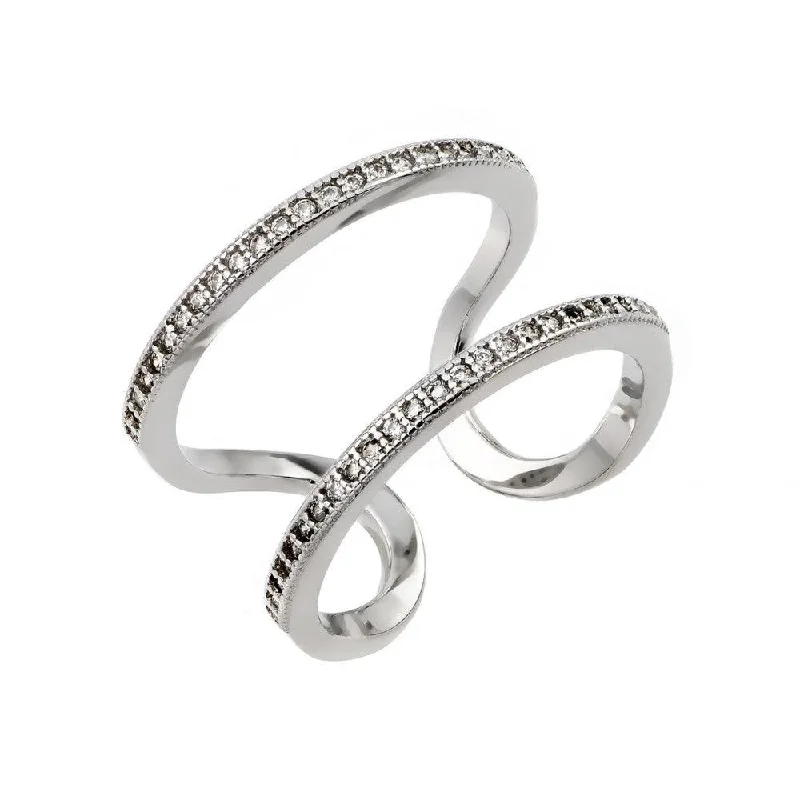 Colorful Wedding Rings-Silver 925 Rhodium Plated Entangling Ring - STR01022