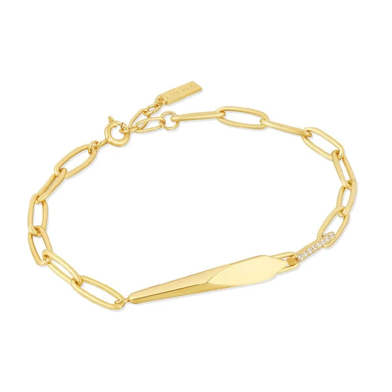 Trendy Crystal Bracelets-Gold Geometric Chunky Chain Bracelet