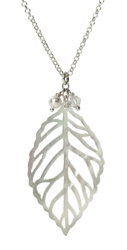 Fashionable Name Necklaces-Mother of Pearl Leaf Necklace