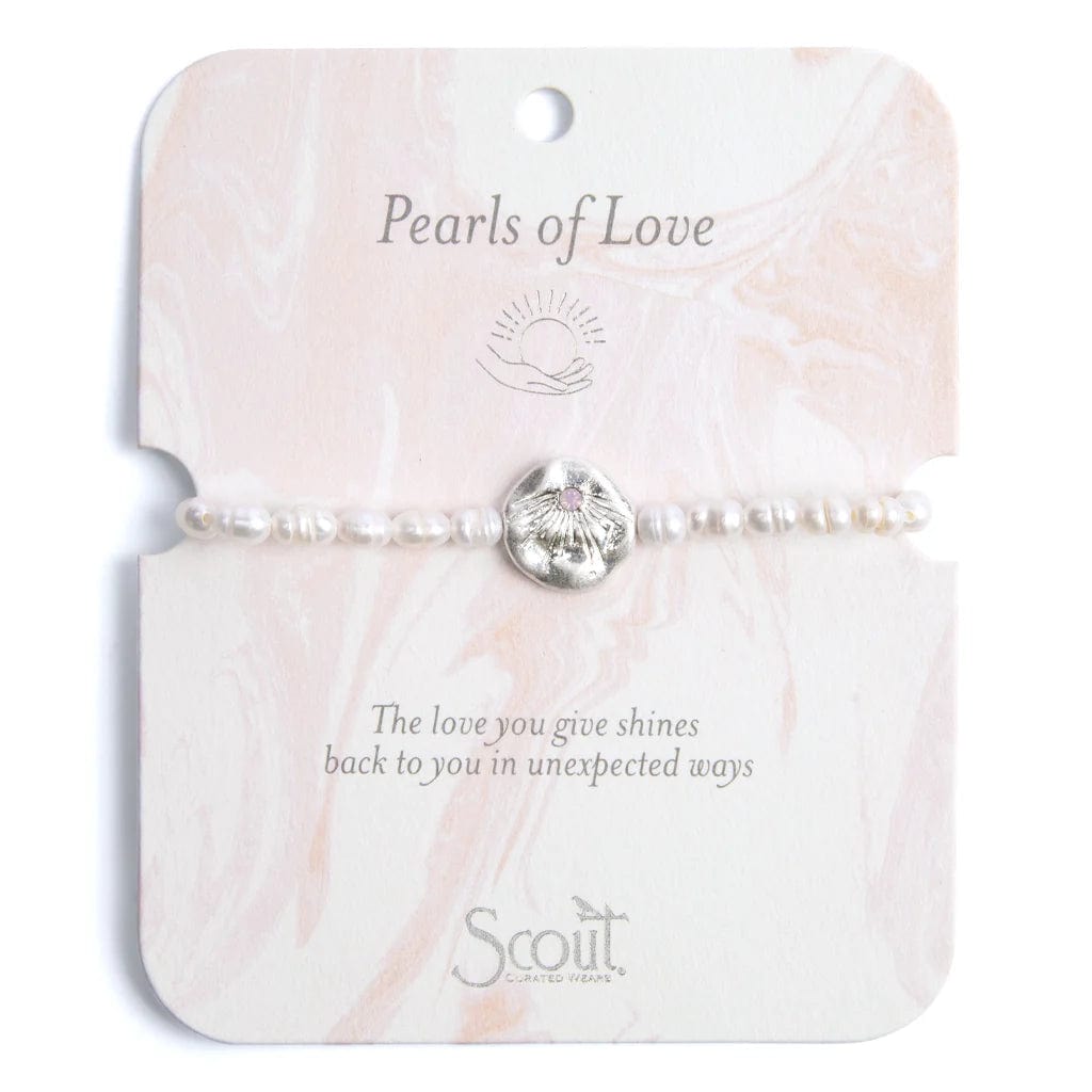 Silver Cuff Bracelets-Pearls of Love Affirmation Bracelet in Silver