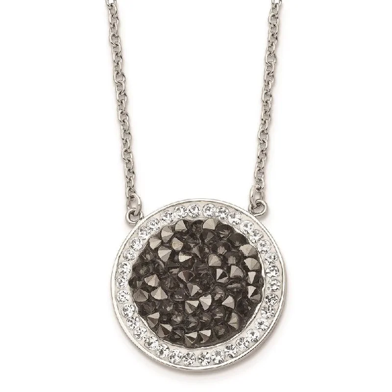 Sparkling Diamond Pendant Necklaces-Stainless Steel Polished Crystal 2mm Necklace