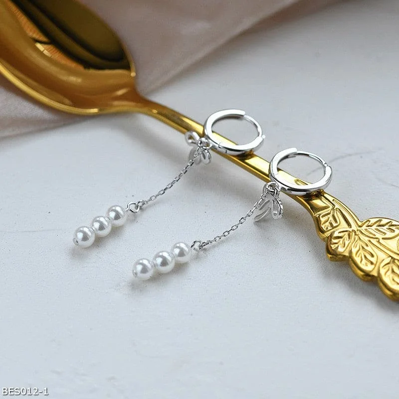 Silver and Gold Earrings-Bow pearl earrings