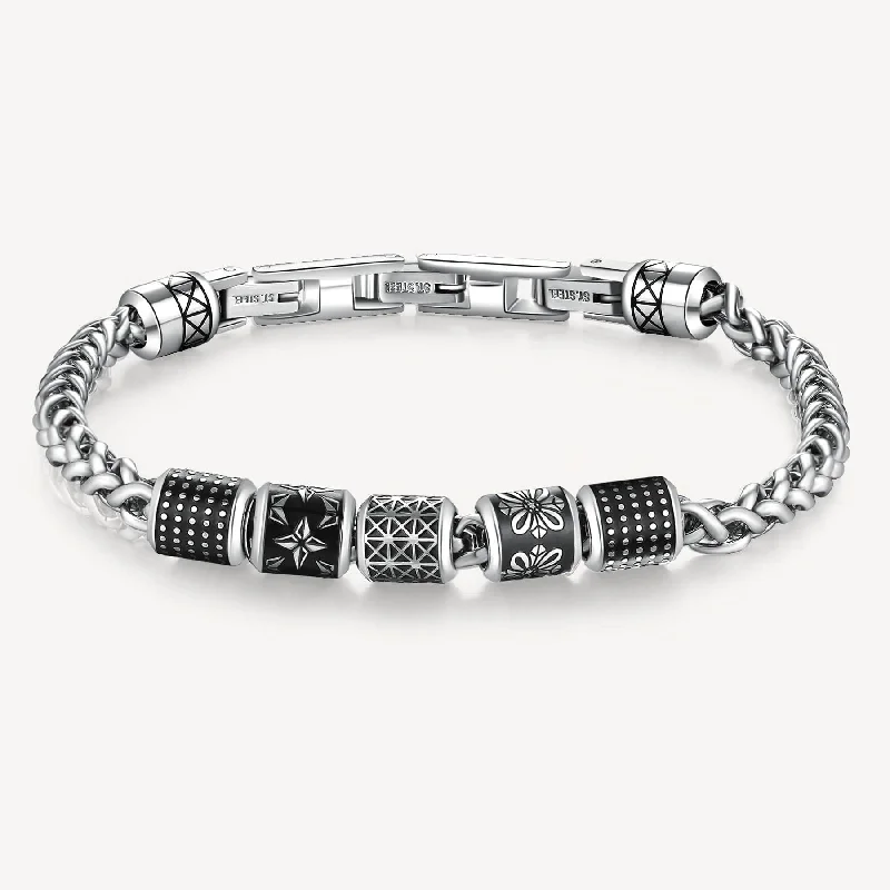 Trendy Wedding Bracelets-Stainless Steel and Enamel Bead Bracelet