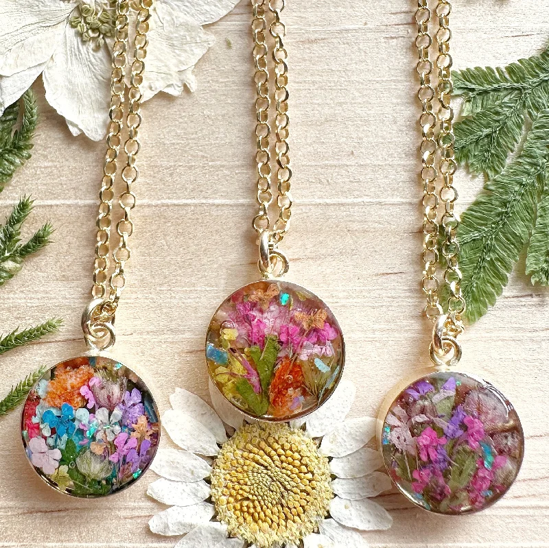 Trendy Gold Chain Necklaces-Super Bloom Botanical Garden Pendant Necklaces - BG102