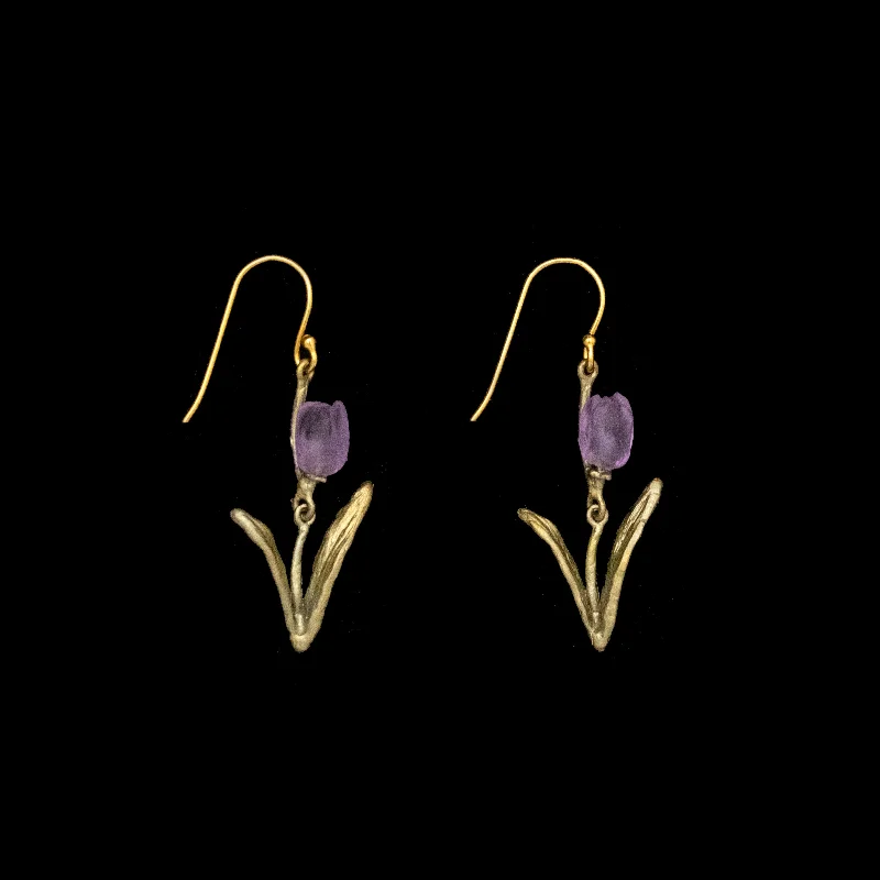 Fashionable Pearl Earrings-Tulip Earrings - Wire (Purple)