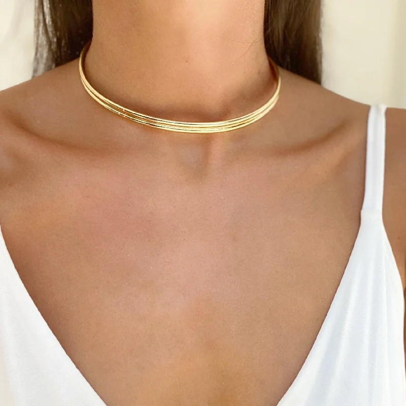 Elegant Pearl Necklaces-LILA DOUBLE BANDED NECK CUFF