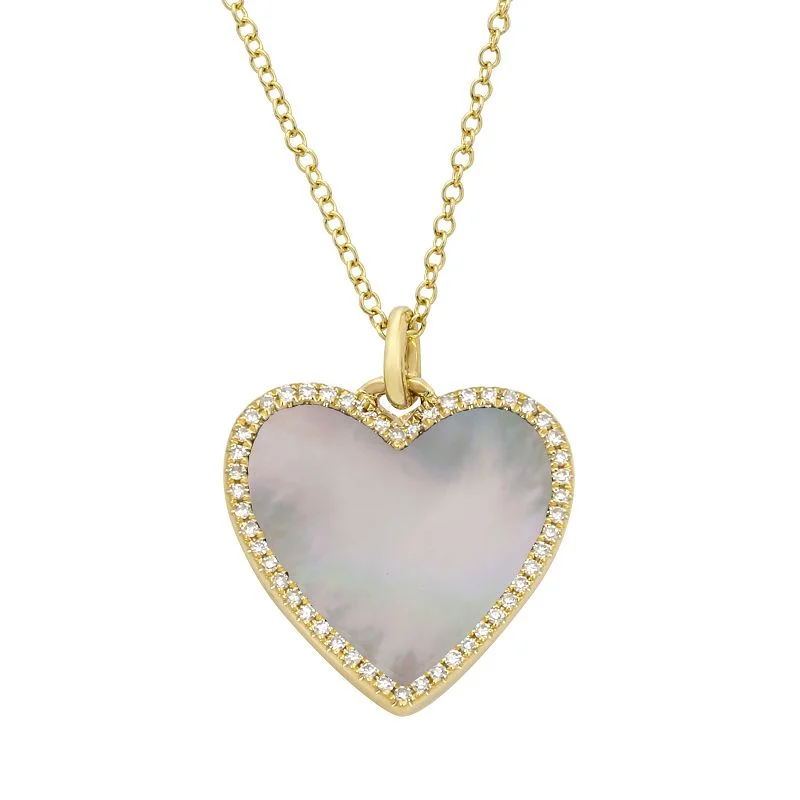 Stylish Adjustable Necklaces-MILA MOTHER OF PEARL HEART NECKLACE