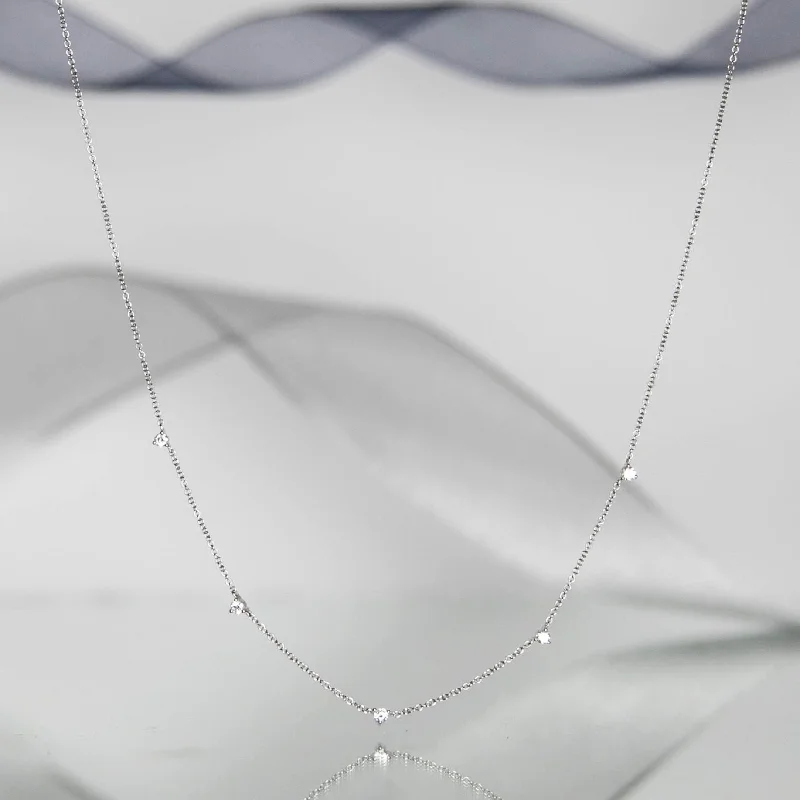 Designer Silver Pendant Necklaces-MARJI WHITE GOLD DIAMOND DROP NECKLACE