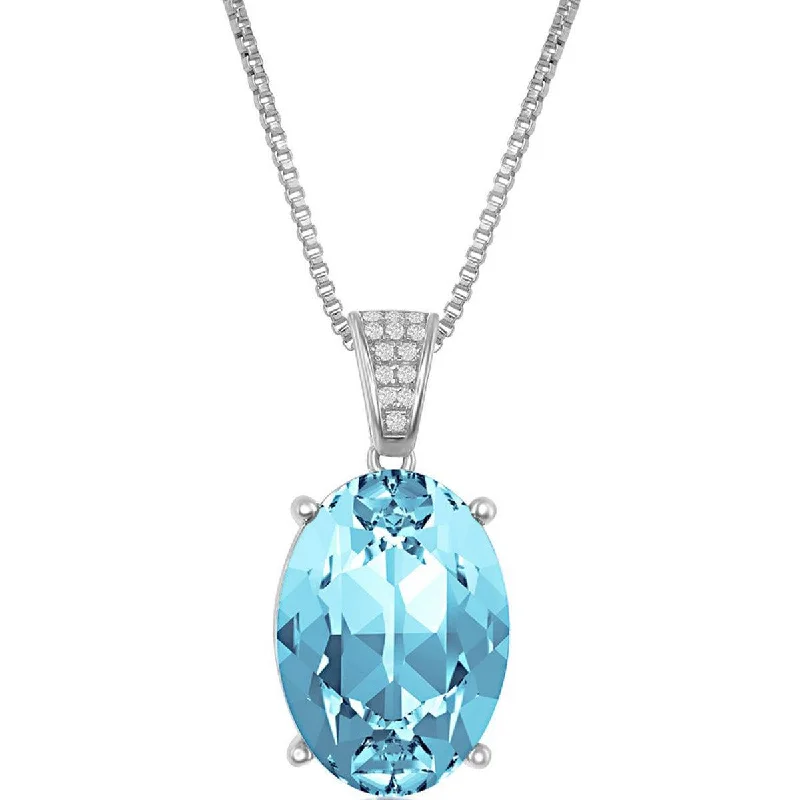 Stunning Pendant Necklaces for Brides-Women's Necklace - CZ Bale and Oval Shaped Swarovski Element | BLK-8388