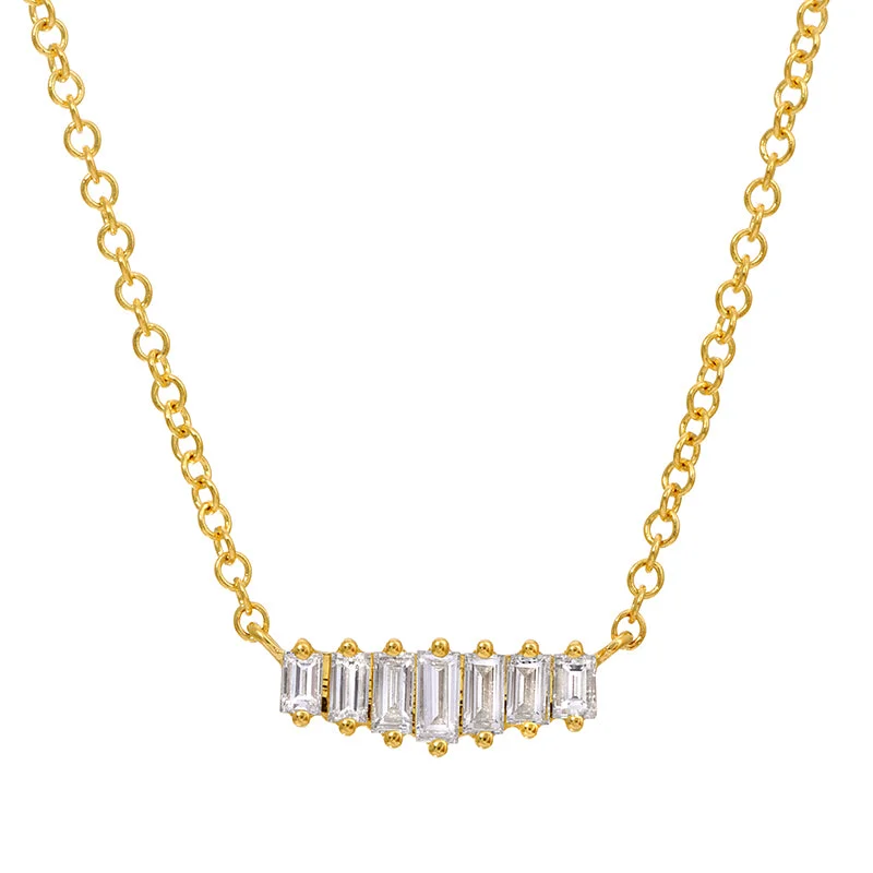 Romantic Gold Necklaces-DORI BAGUETTE DIAMOND NECKLACE