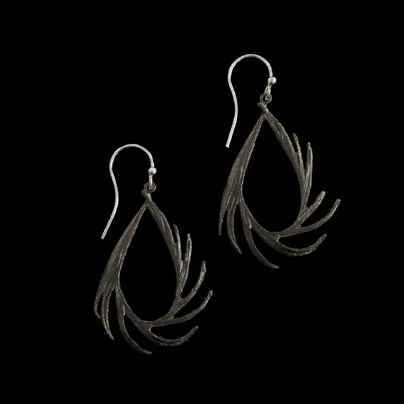 Luxury Pearl Earrings-Feather Earring - Small Teardrop Wire Gunmetal