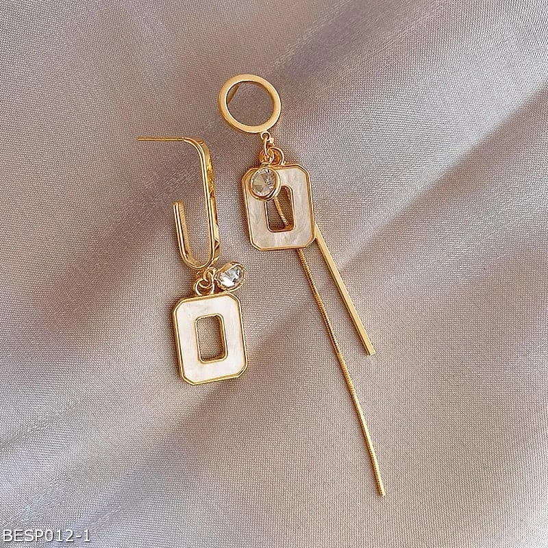 Crystal Drop Earrings-Asymmetrical geometric tassel  earrings