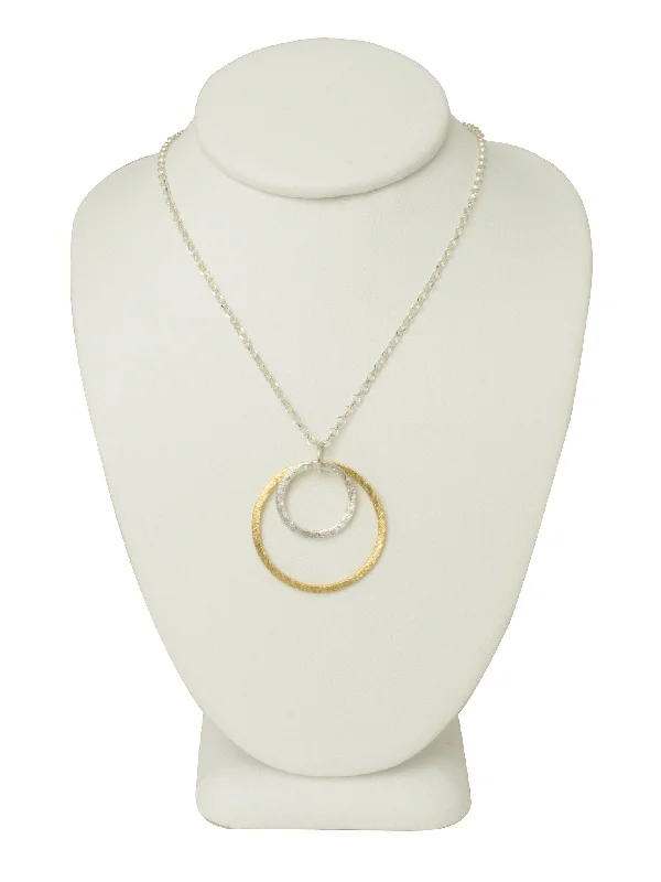 Luxurious Silver Necklaces-Duo Circle Necklace