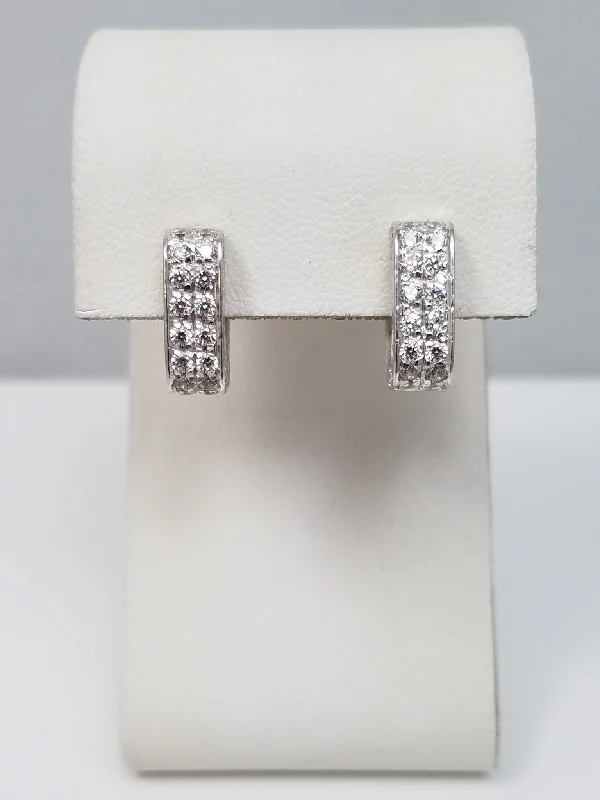 Personalized Earrings-Petite 18k White Gold Natural Diamond Huggie Hoop Earrings